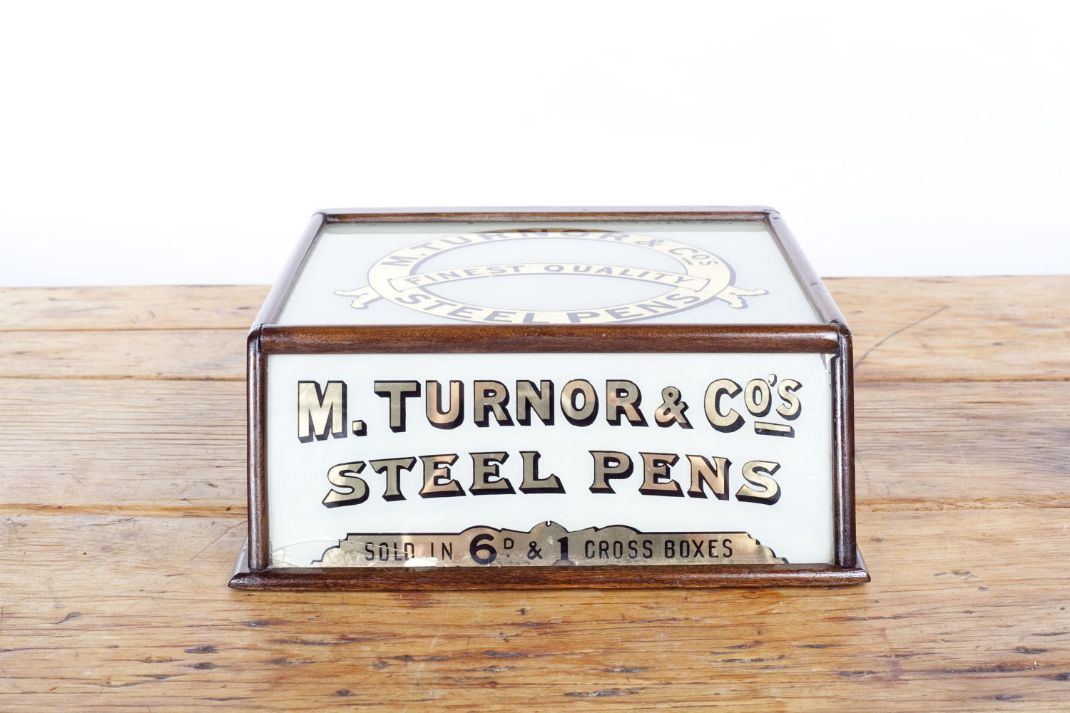 Early 20th century shop display cabinet for M Turnor & Co's Steel Pens