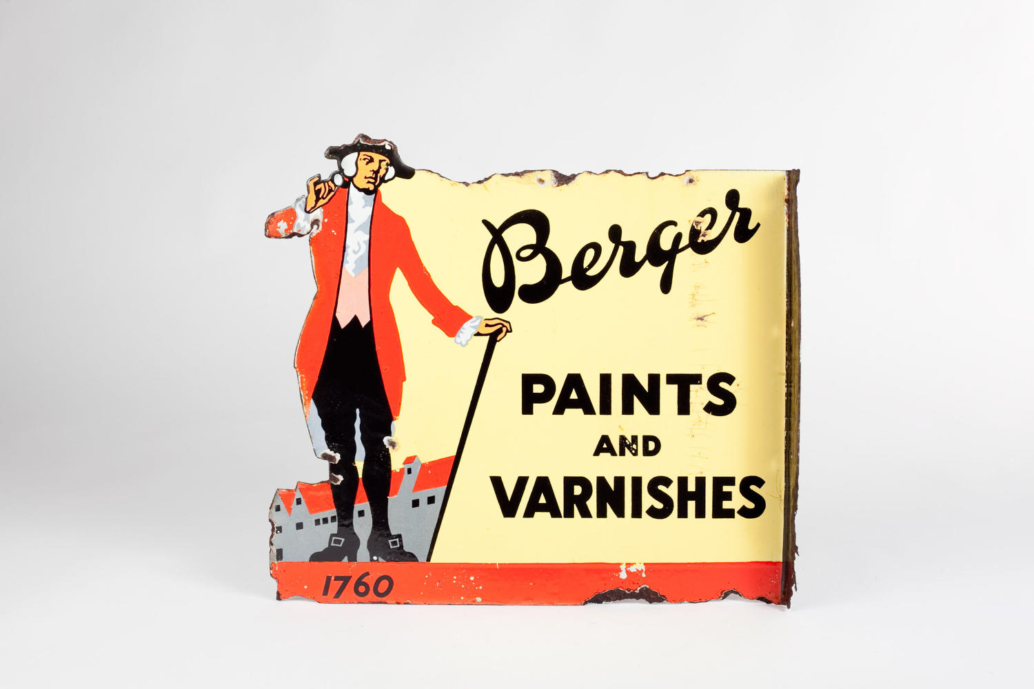 Enamel advertisng sign for 'Berger Paints and Varnishes'