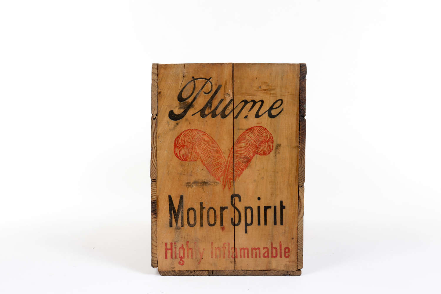 Vintage delivery box for Plume Motor Spirit by The Vacuum Oil Company