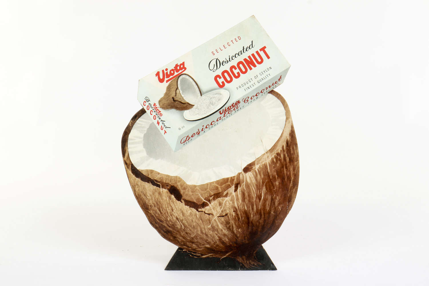 Original vintage advertising showcard for Viota Desiccated Coconut