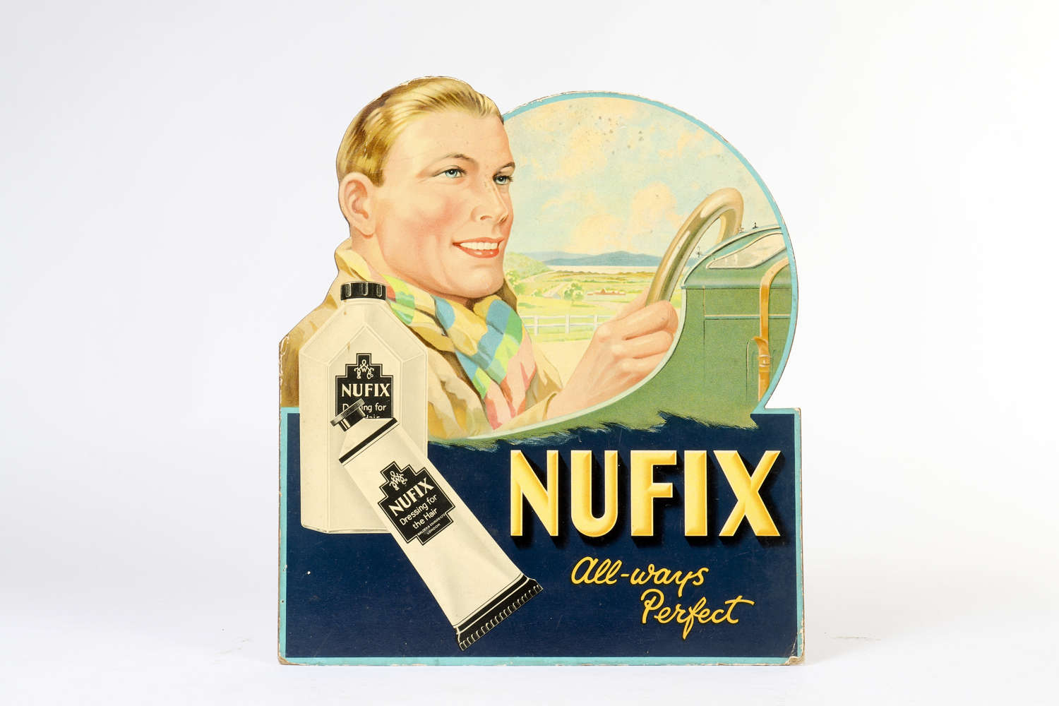 Original vintage advertising showcard for Nufix