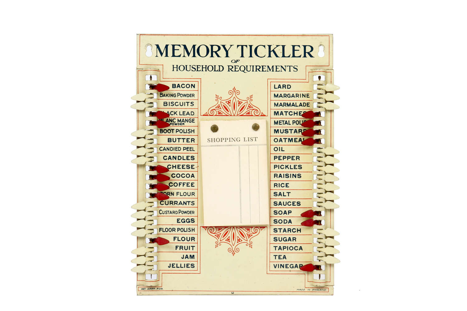 Memory Tickler of Household Requirements