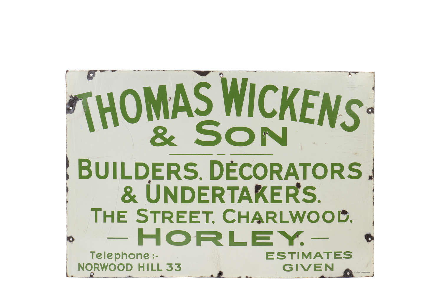 Thomas Wickens & Son - Builders, Decorators & Undertakers.