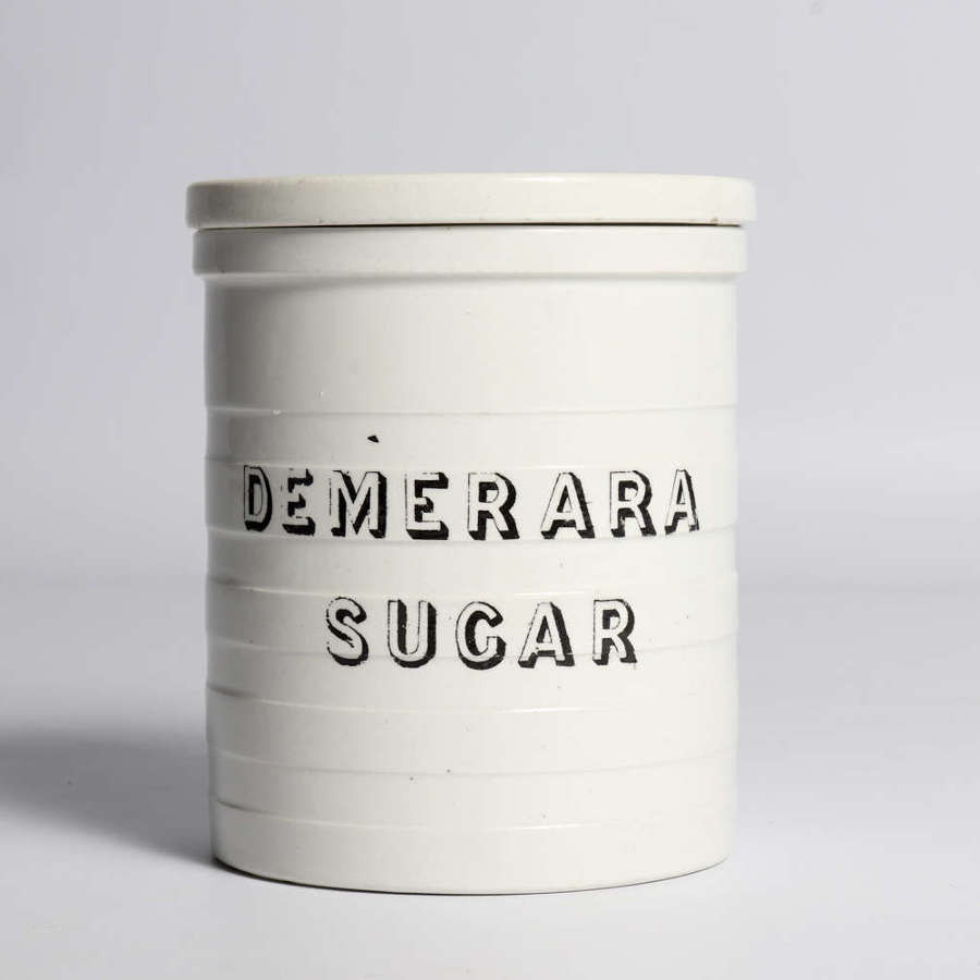 White banded storage jar - 'Demerara Sugar'