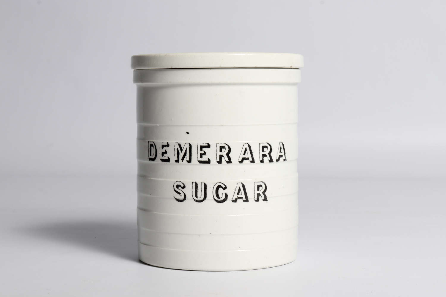 White banded storage jar - 'Demerara Sugar'