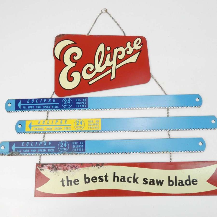 Vintage Eclipse hack saw blades original tin advertising sign c1950