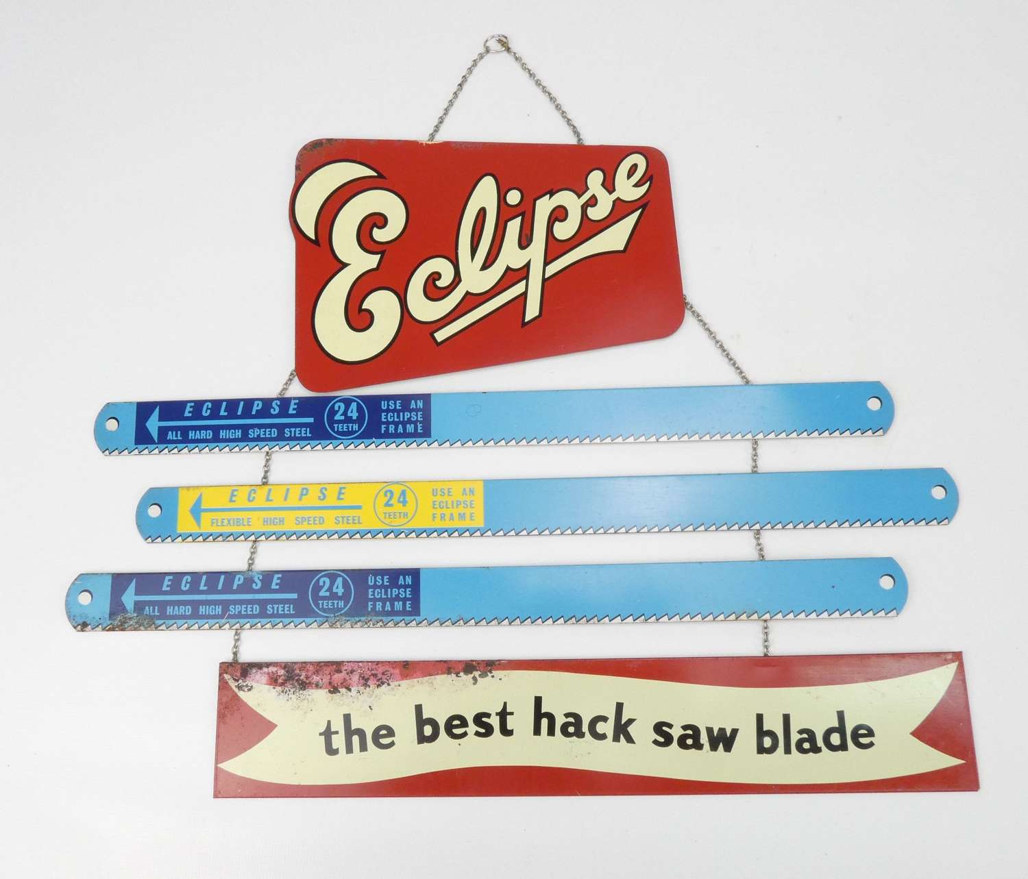 Vintage Eclipse hack saw blades original tin advertising sign c1950